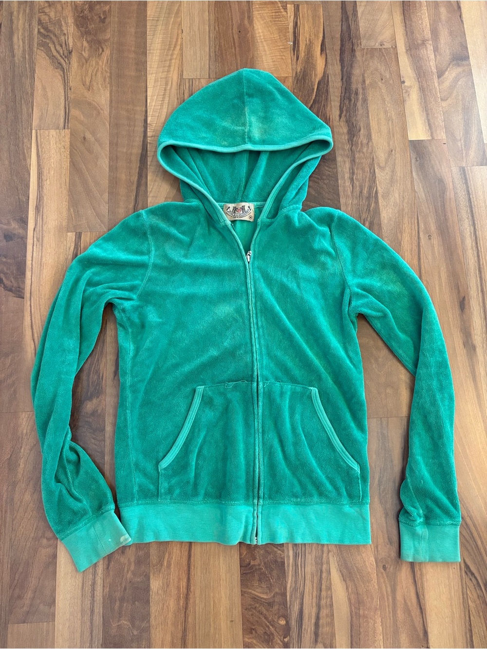 Juicy Couture Velour Teal Green Velour Zip-Up Hoodie